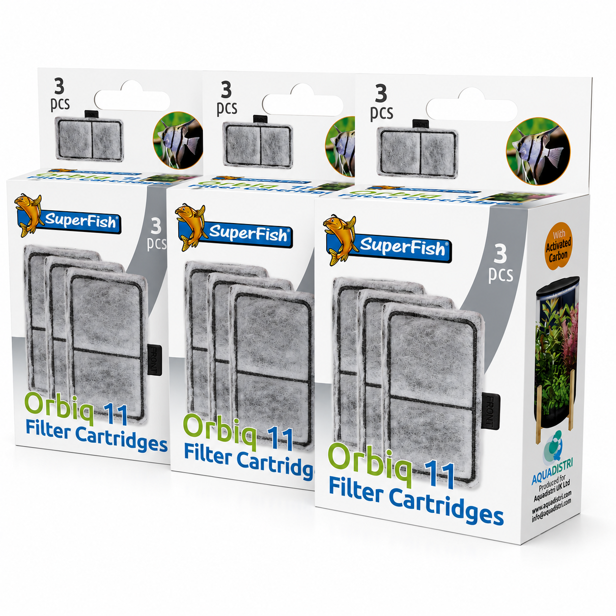 SuperFish Orbiq 11 Aquarium Fish Tank Set White/Black Bamboo Stand & Filter