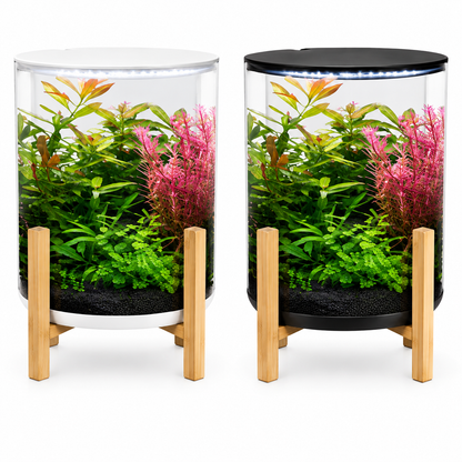 SuperFish Orbiq 11 Aquarium Fish Tank Set White/Black Bamboo Stand & Filter