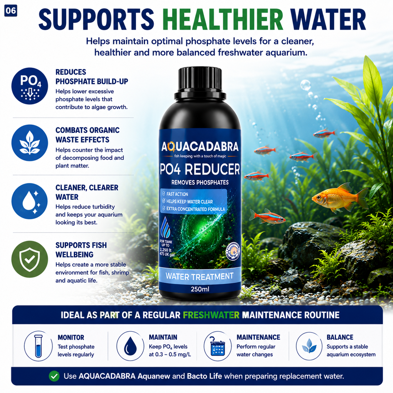 Aquacadabra PO4 Reducer 250ml Aquarium Phosphate Remover Algae Control Treatment