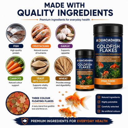 Aquacadabra Goldflake Goldfish Food Floating Flakes Aquarium Fish Food 38g 150g