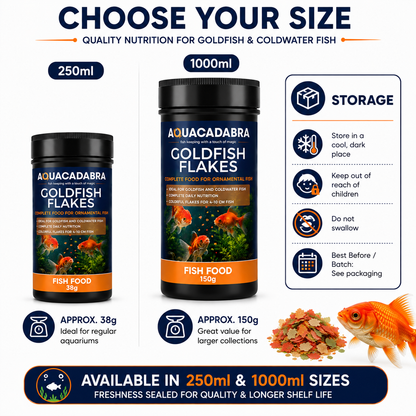 Aquacadabra Goldflake Goldfish Food Floating Flakes Aquarium Fish Food 38g 150g
