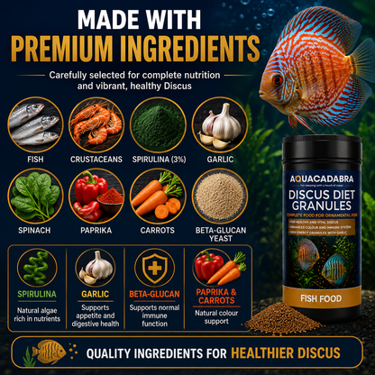 Aquacadabra Discus Diet Granules High Protein Tropical Aquarium Fish Food