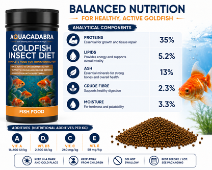 Aquacadabra Goldfish Insect Diet Sinking Granules Fish Food 125g 500g