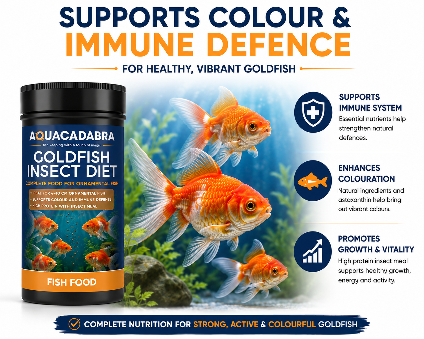 Aquacadabra Goldfish Insect Diet Sinking Granules Fish Food 125g 500g