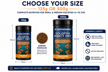 Aquacadabra Goldfish Insect Diet Sinking Granules Fish Food 125g 500g