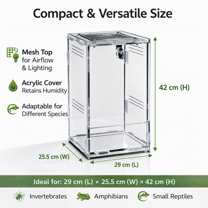 Repto Terra Clear Acrylic Terrarium Mesh Top Lock Reptile Enclosure