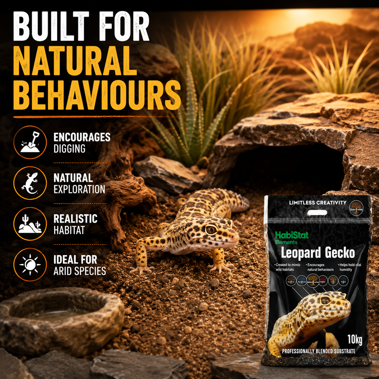 HabiStat 10L Natural Reptile Substrate Spider & Leopard Gecko Bedding