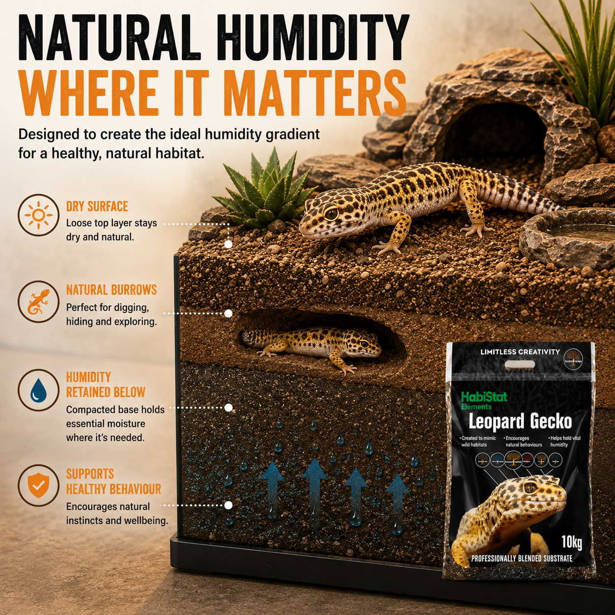 HabiStat 10L Natural Reptile Substrate Spider & Leopard Gecko Bedding