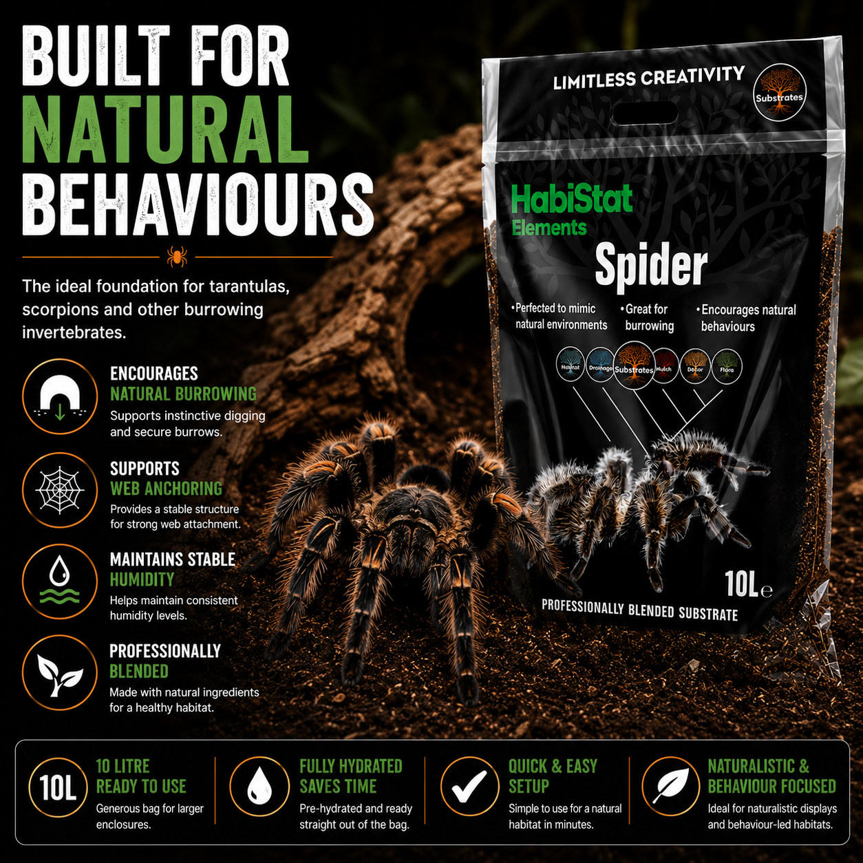 HabiStat 10L Natural Reptile Substrate Spider & Leopard Gecko Bedding