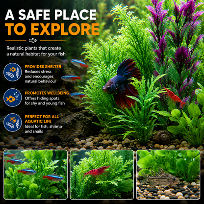 Green Plastic Aquarium Decoration Plants 10cm (Pack of 6) (Reward)