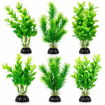 Green Plastic Aquarium Decoration Plants 10cm (Pack of 6) (Reward)