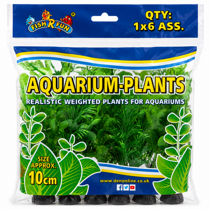 Green Plastic Aquarium Decoration Plants 10cm (Pack of 6) (Reward)