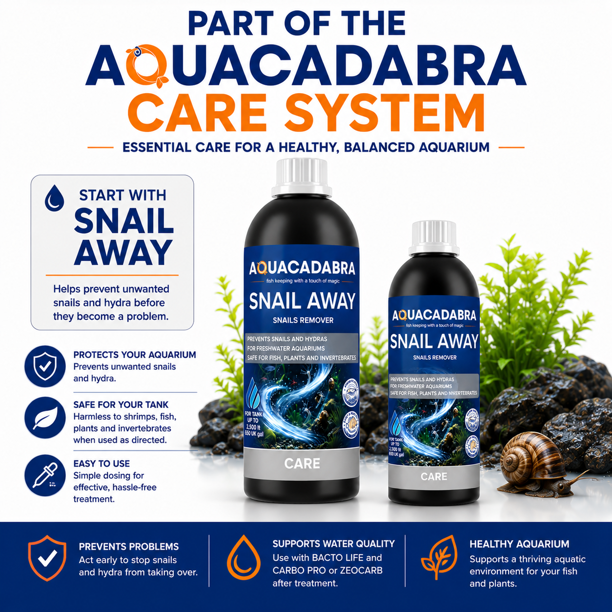 Aquacadabra Snail & Hydra Control Freshwater Aquarium Treatment 250ml 500ml