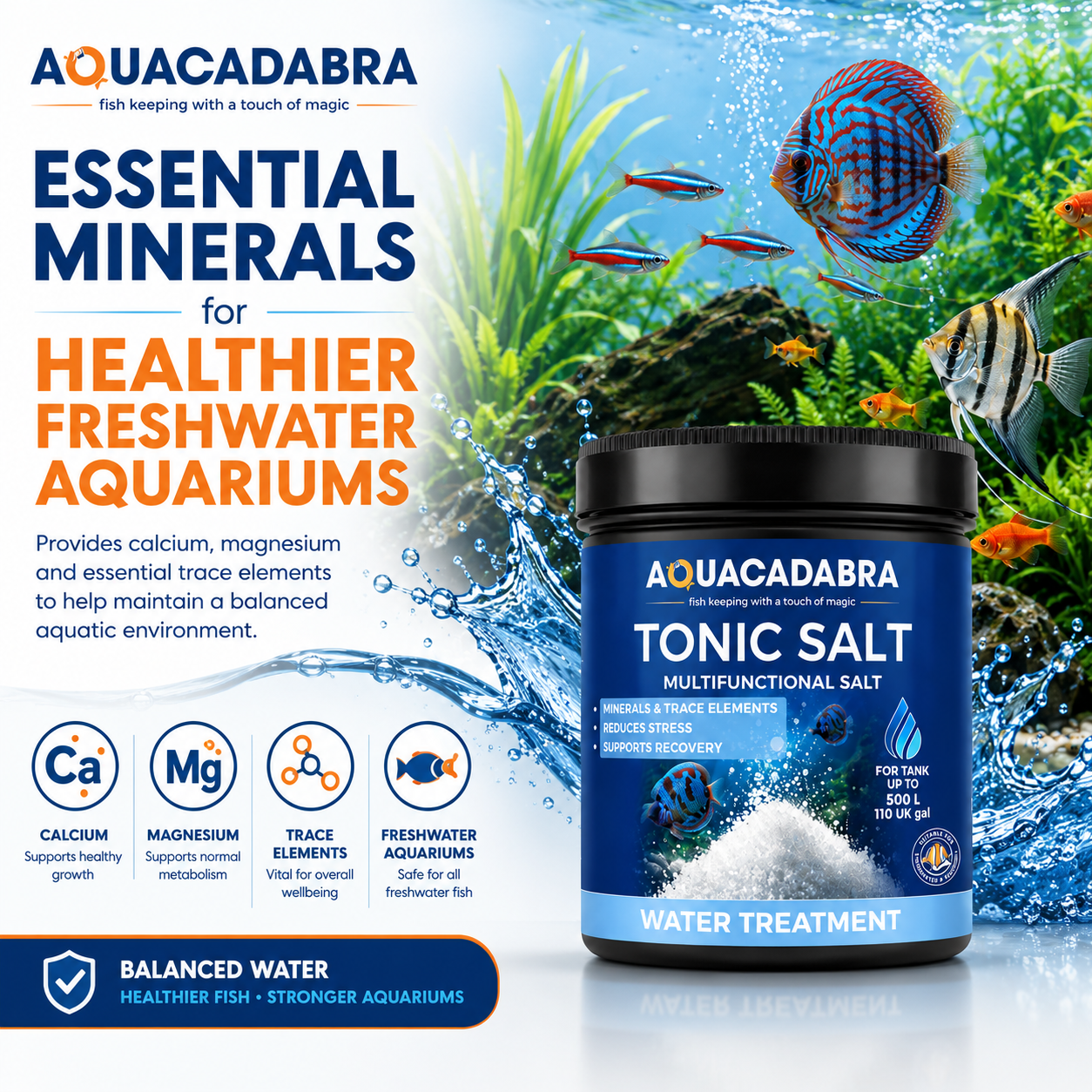 Aquacadabra Tonic Salt Freshwater Fish Aquarium RO Mineral Supplement 500g