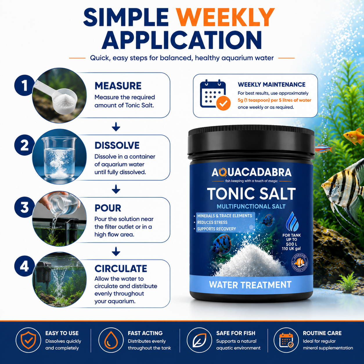 Aquacadabra Tonic Salt Freshwater Fish Aquarium RO Mineral Supplement 500g