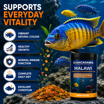 Aquacadabra Malawi Cichlid Fish Food Flakes Spirulina Chlorella Mbuna