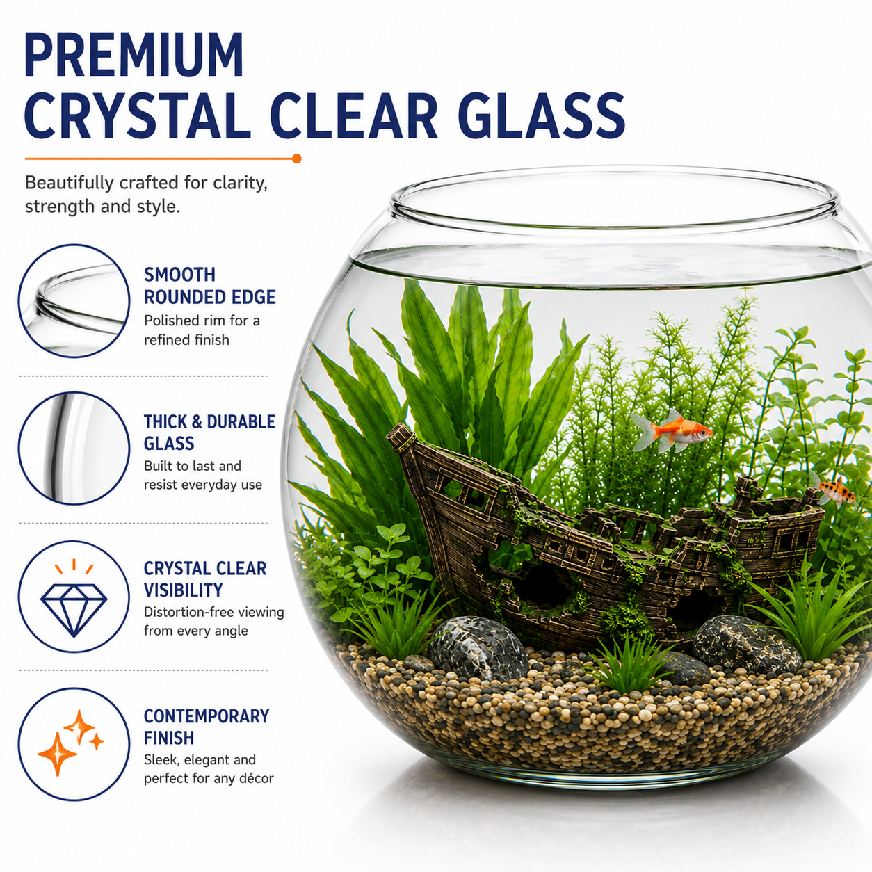 Glass Fish Bowls 23 & 30 - Versatile Decorative Pieces