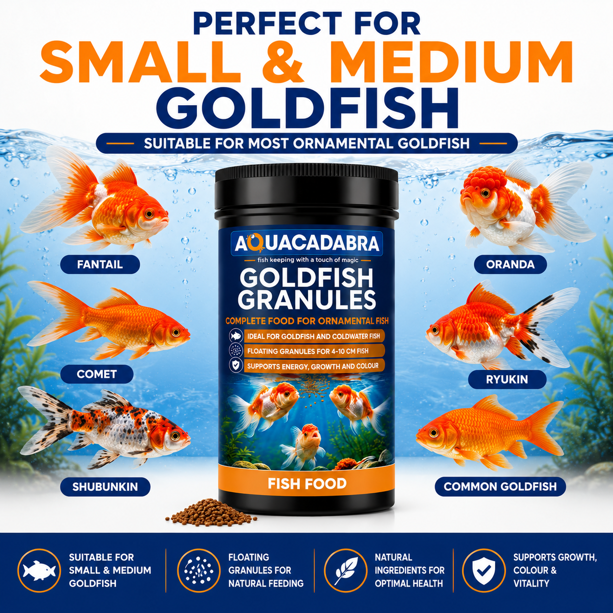 Aquacadabra Goldfish Food Floating Granules Aquarium Fish Food 108g 430g