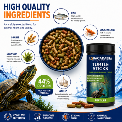 Aquacadabra Reptile Aquatic Turtle Food Floating Sticks Complete Diet 65g 260g