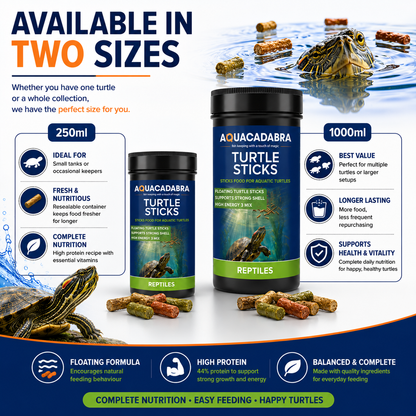 Aquacadabra Reptile Aquatic Turtle Food Floating Sticks Complete Diet 65g 260g