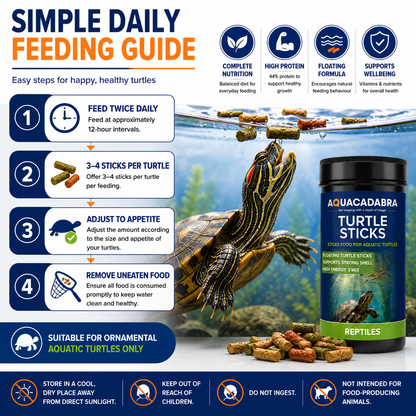Aquacadabra Reptile Aquatic Turtle Food Floating Sticks Complete Diet 65g 260g