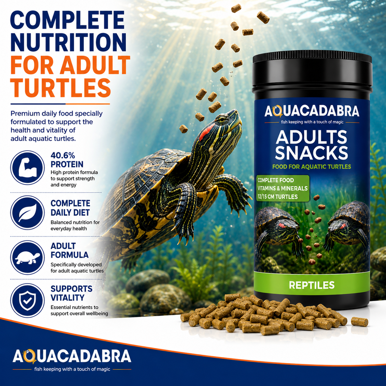 Aquacadabra Adult Aquatic Turtle Reptile Food Complete Pellets 340g