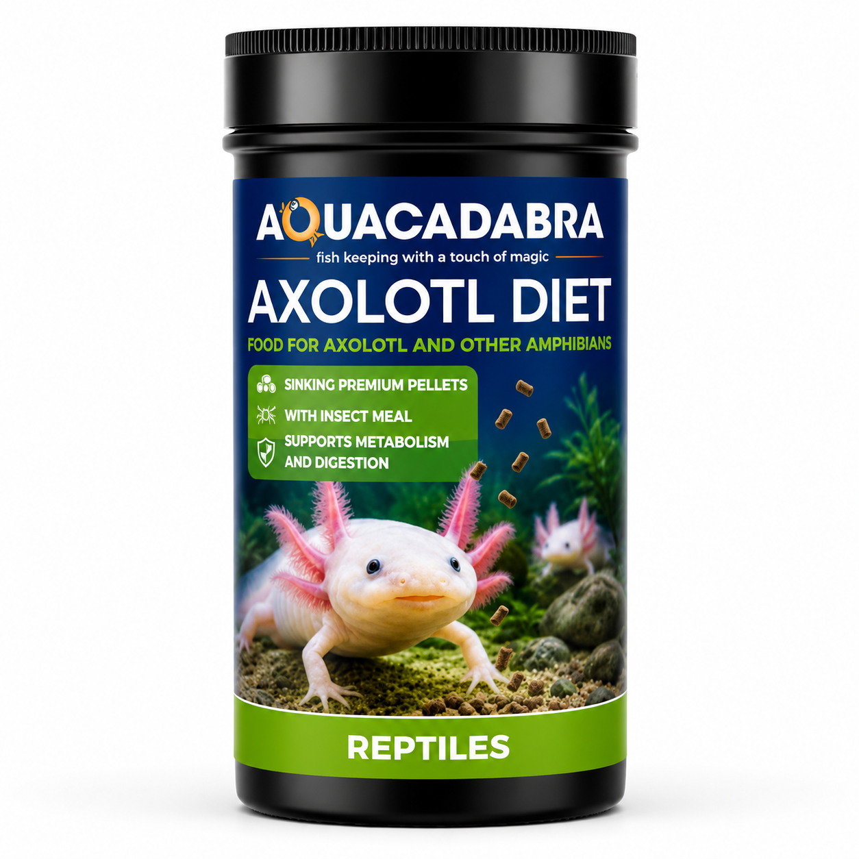 Aquacadabra Axolotl Premium Sinking Pellets Aquatic Amphibian Food 125g