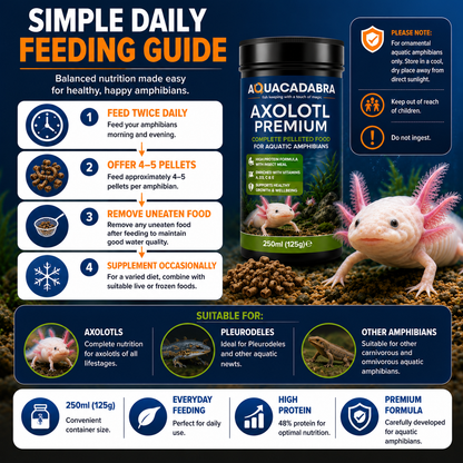 Aquacadabra Axolotl Premium Sinking Pellets Aquatic Amphibian Food 125g