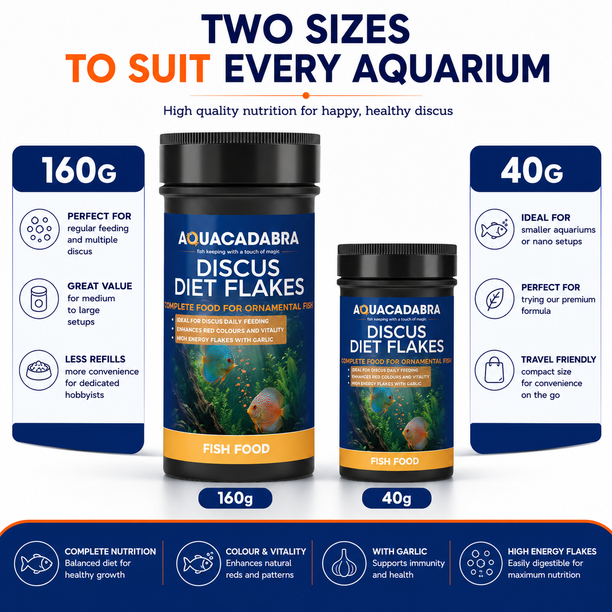 Aquacadabra Discus Flakes Tropical Fish Food High Protein Aquarium Flake