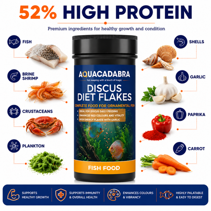 Aquacadabra Discus Flakes Tropical Fish Food High Protein Aquarium Flake