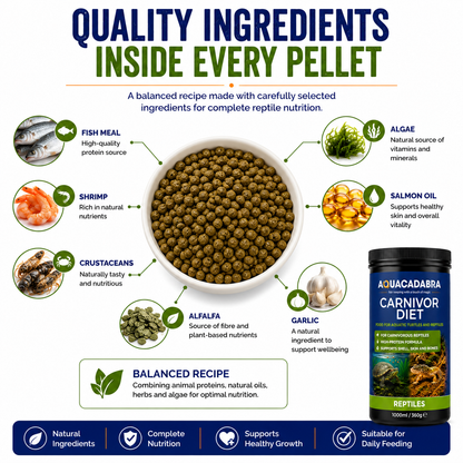 Aquacadabra Carnivor Reptile Food High Protein Complete Pellets 360g