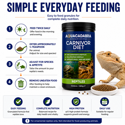 Aquacadabra Carnivor Reptile Food High Protein Complete Pellets 360g