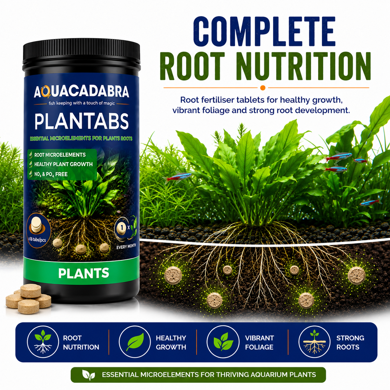 Aquacadabra Plantabs Root Tabs Aquarium Plant Fertiliser 100 Tablets 87g