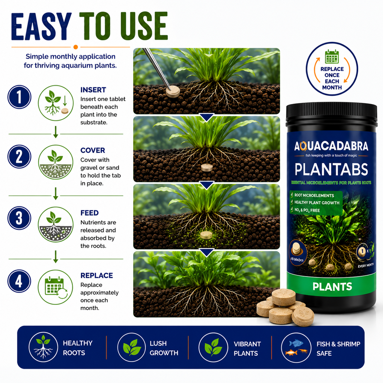 Aquacadabra Plantabs Root Tabs Aquarium Plant Fertiliser 100 Tablets 87g