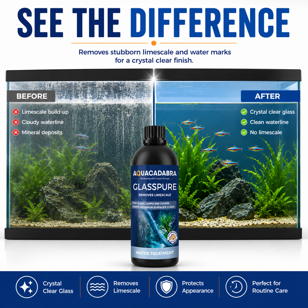 Aquacadabra GlassPure Aquarium Glass Limescale & Water Mark Remover Cleaner