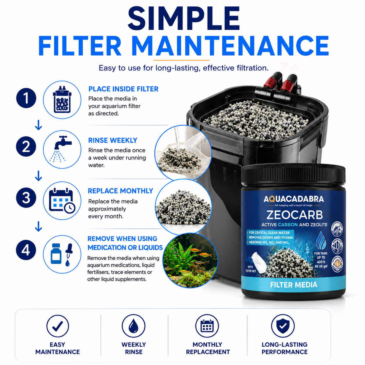 Aquacadabra Zeocarb Aquarium Filter Media Zeolite Freshwater Marine Fish Tank