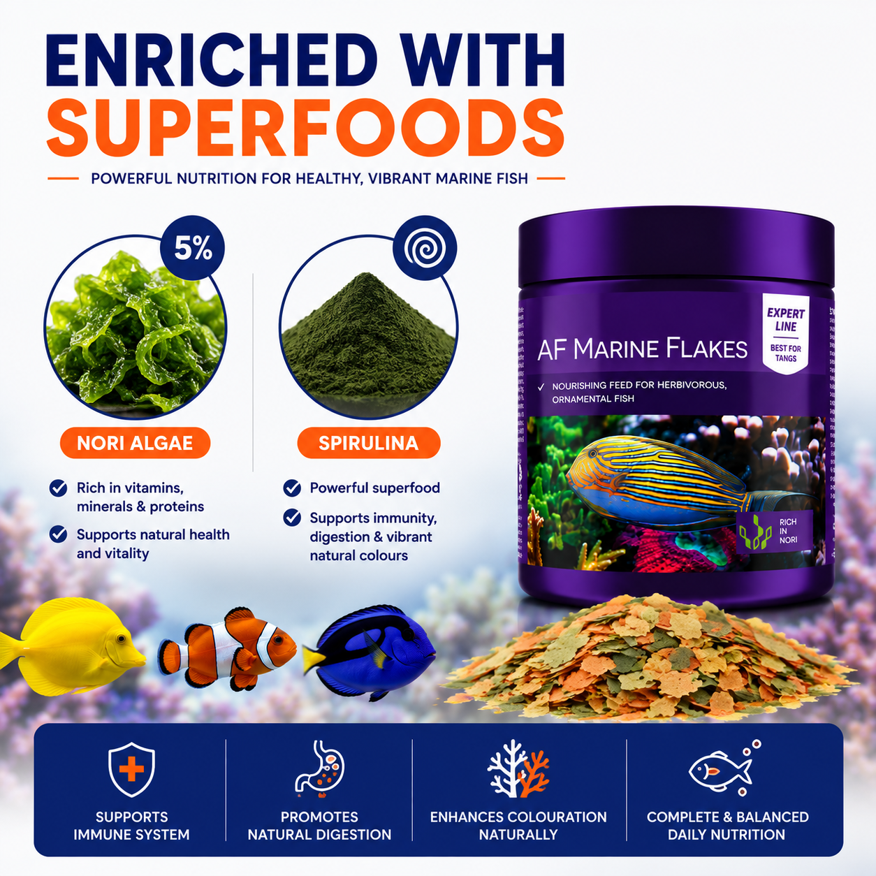 Aquaforest Marine Mix Flake Food | Premium Fish Diet | 25g, 120g (Small/Medium)