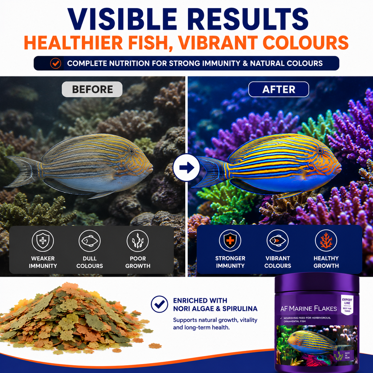 Aquaforest Marine Mix Flake Food | Premium Fish Diet | 25g, 120g (Small/Medium)