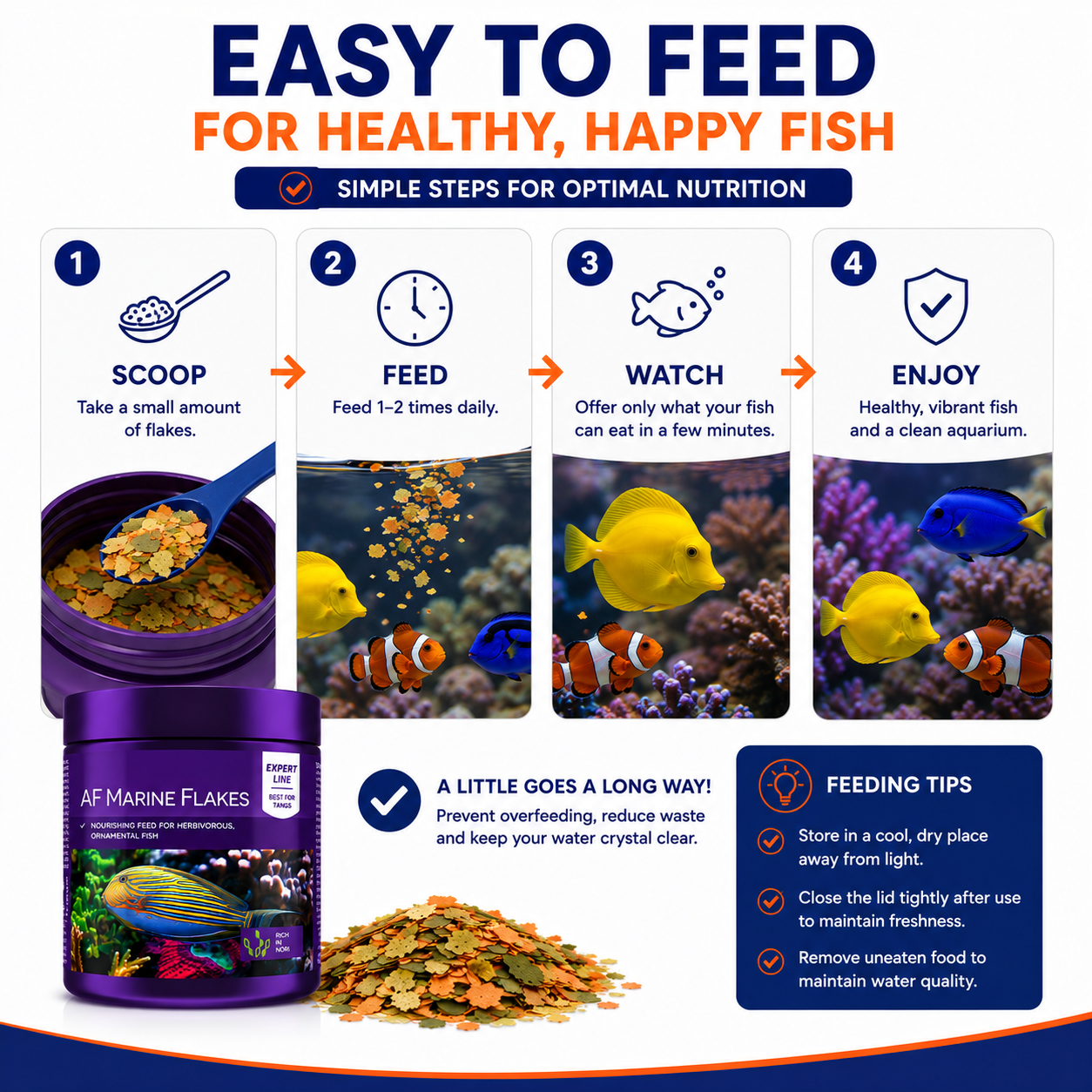 Aquaforest Marine Mix Flake Food | Premium Fish Diet | 25g, 120g (Small/Medium)