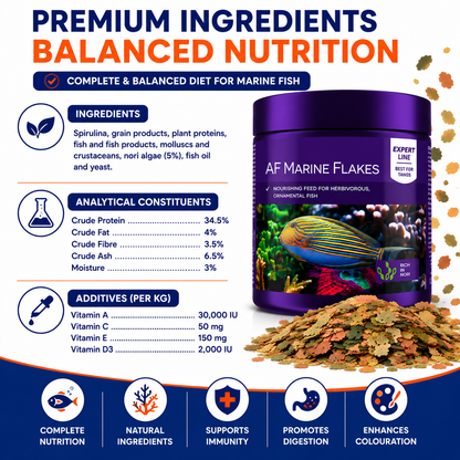 Aquaforest Marine Mix Flake Food | Premium Fish Diet | 25g, 120g (Small/Medium)