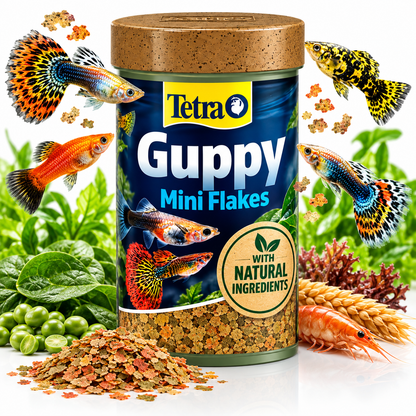 Tetra Guppy Mini Flakes 75g Tropical Aquarium Fish Food Platy Molly Swordtail