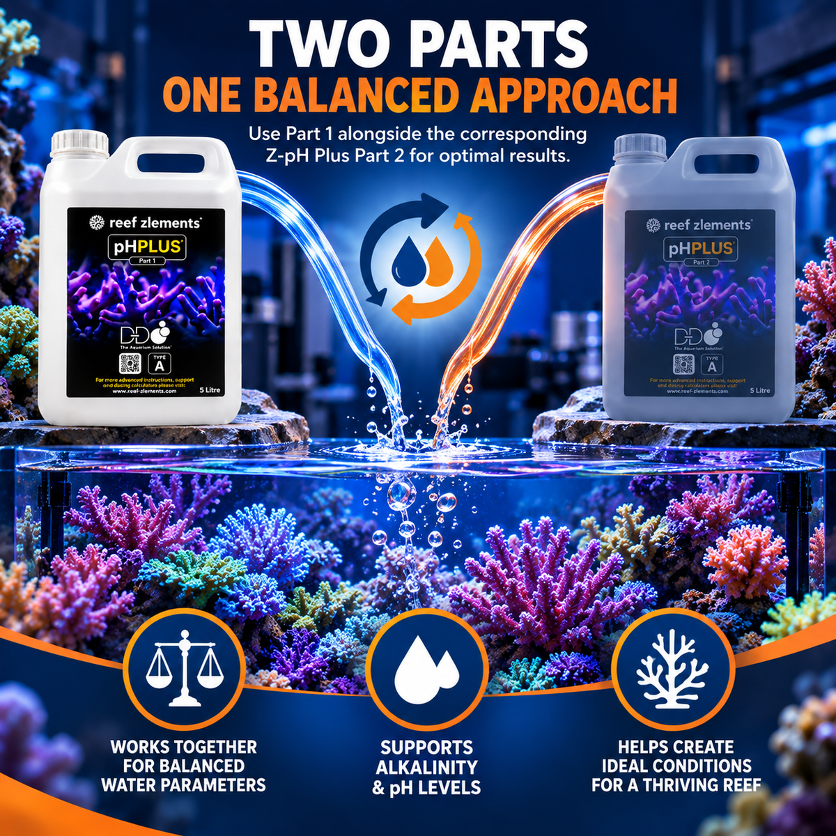 Reef Zlements Z-pH Plus Part 1 Marine Reef Aquarium KH pH Buffer 1L 2.5L 5L