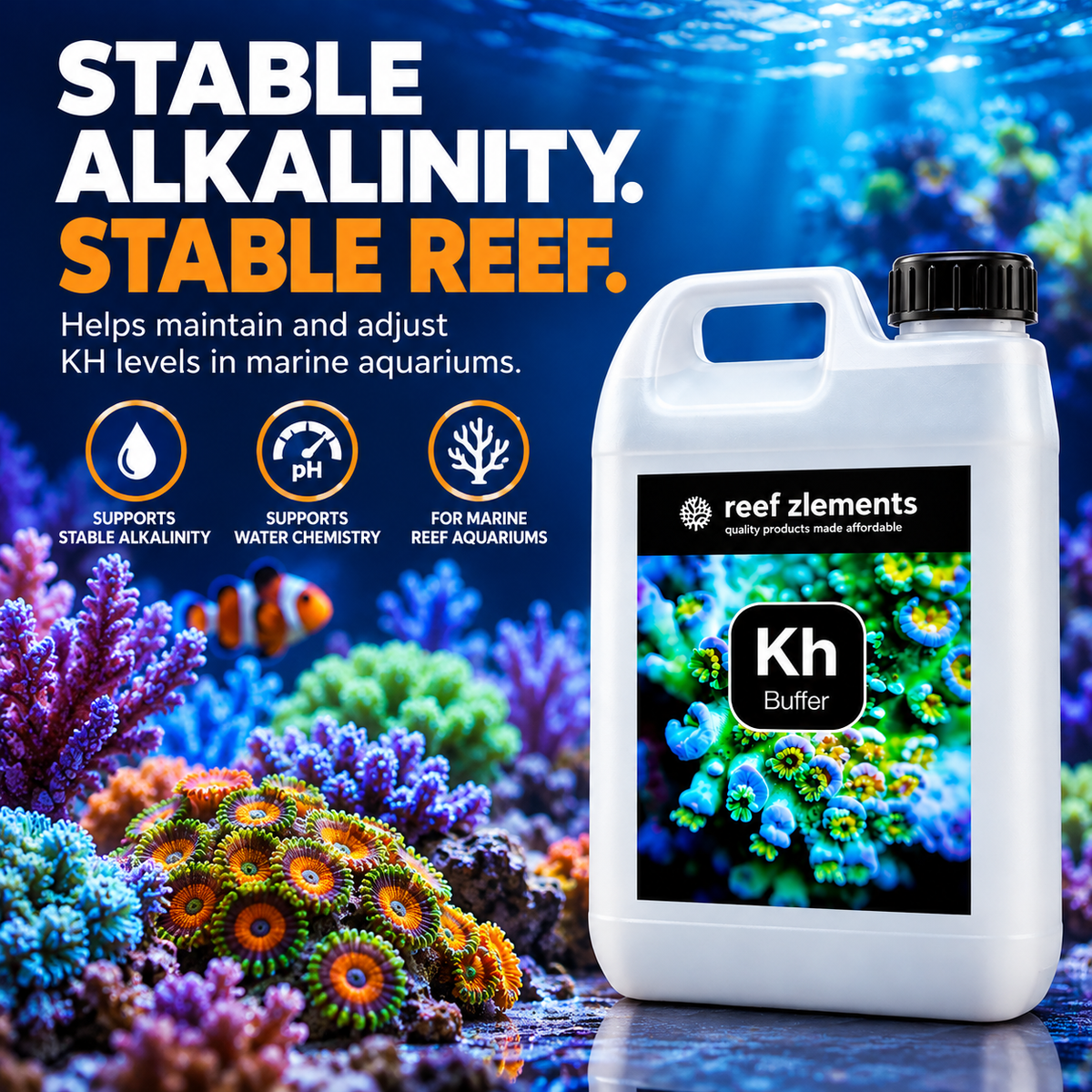 Reef Zlements KH Buffer 500ml 1L 2.5L Marine Reef Aquarium Alkalinity dKH