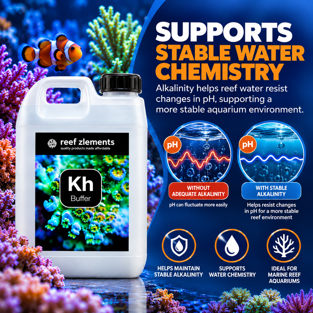Reef Zlements KH Buffer 500ml 1L 2.5L Marine Reef Aquarium Alkalinity dKH