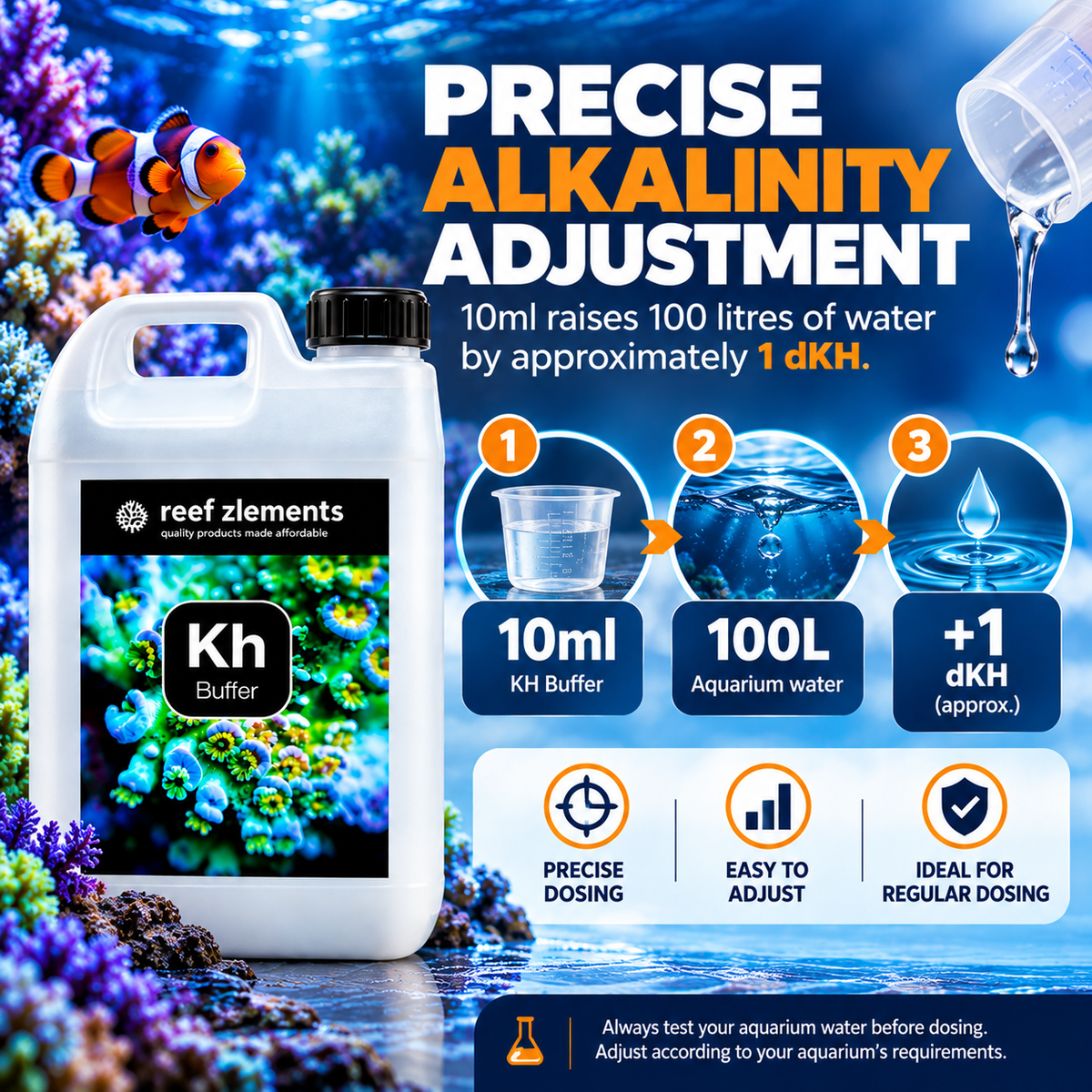 Reef Zlements KH Buffer 500ml 1L 2.5L Marine Reef Aquarium Alkalinity dKH