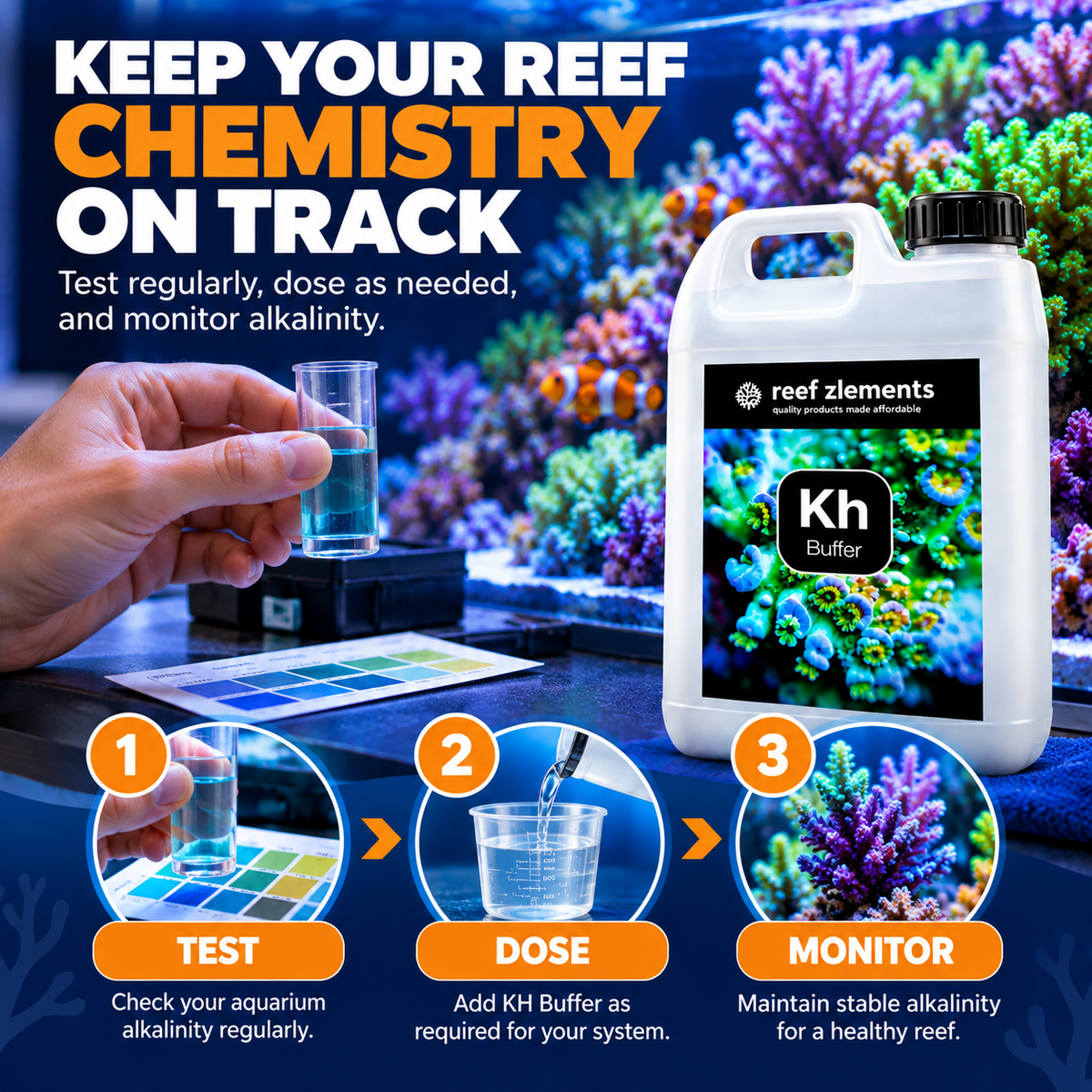 Reef Zlements KH Buffer 500ml 1L 2.5L Marine Reef Aquarium Alkalinity dKH