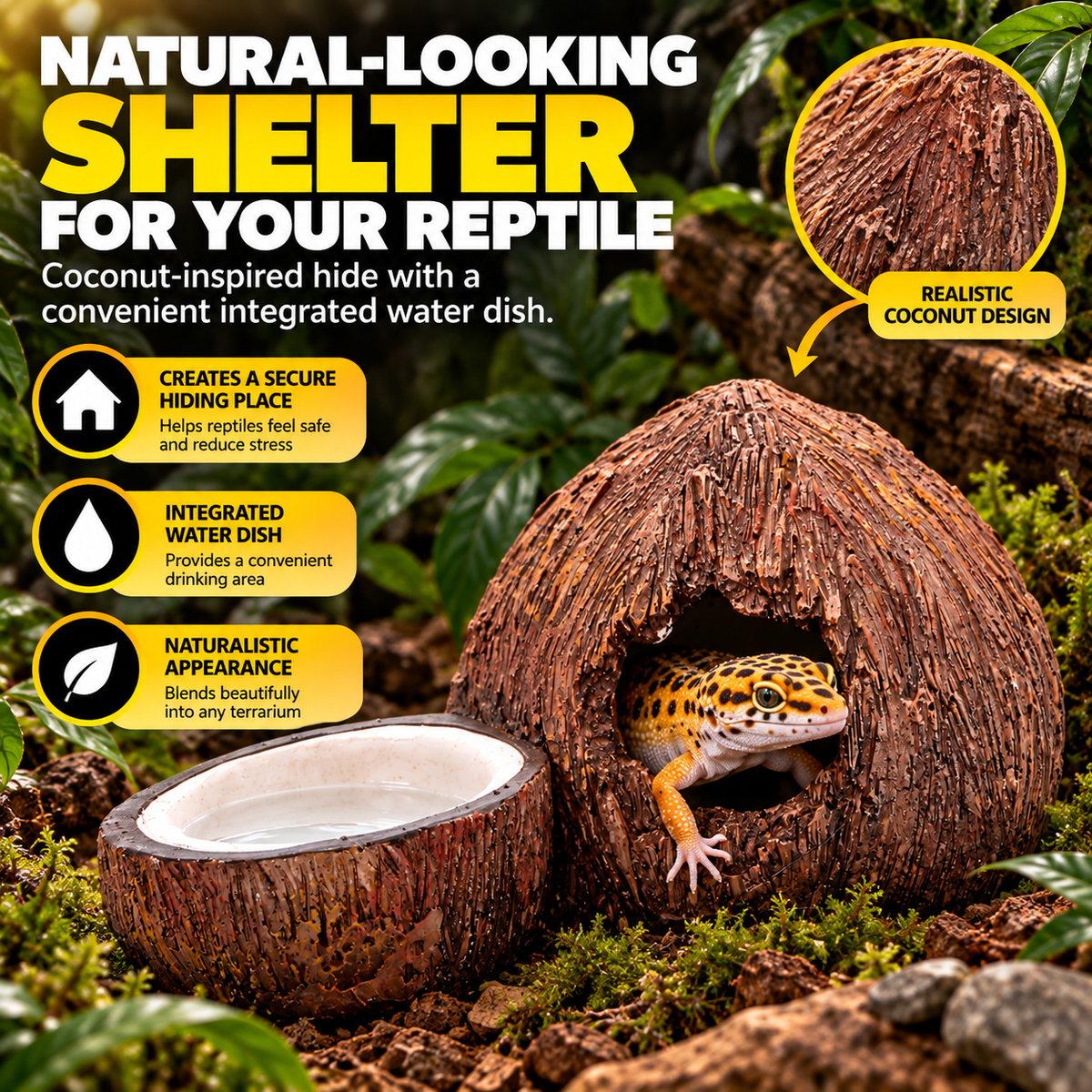 Exo Terra Reptile Habitat Essentials Bundle 5 Piece Gecko Dishes Thermometers