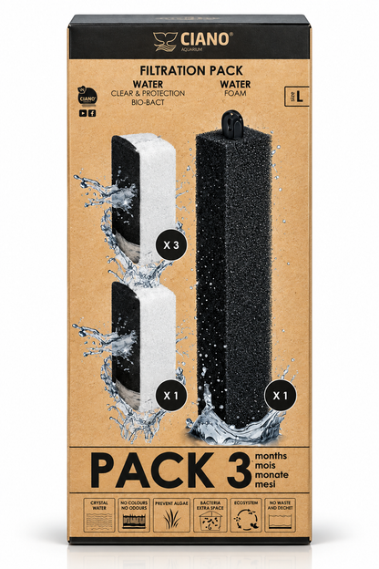 Ciano 3 Month Aquarium Filtration Pack S M L XL Filter Media Bio Bact Foam