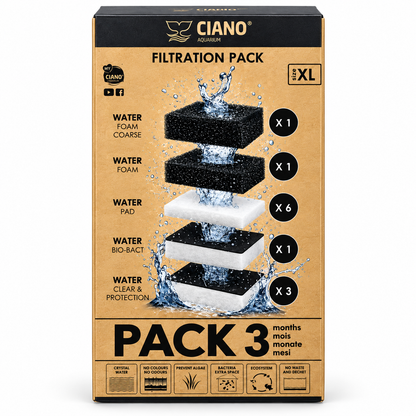 Ciano 3 Month Aquarium Filtration Pack S M L XL Filter Media Bio Bact Foam