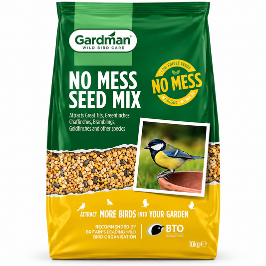 Gardman No Mess Seed Mix 4kg Wild Garden Bird Food Sunflower Hearts Peanuts